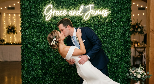 How to Hang a Neon Sign on a Wedding Backdrop (Without It Sagging)