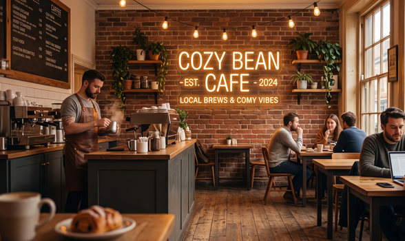 Custom LED neon sign cafe decor branding ideas My Neon Store