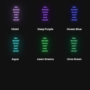 Well Behaved People Don't Make History Neon Sign