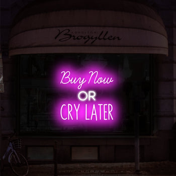 Buy Now or Cry Later Neon Sign