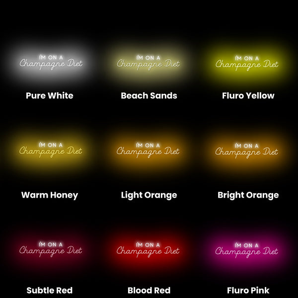 Champagne Diet Neon Sign, Neon Sign - myNeon 