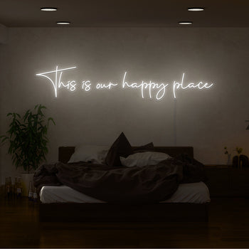 This is Our Happy Place Neon Sign, War White Neon Signs for Wall Decor This is Our Happy Place Neon Sign, War White Neon Signs for Wall Decor